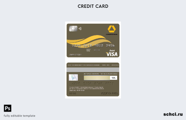 цифровая загрузка шаблона карты Visa Commerzbank Белиза